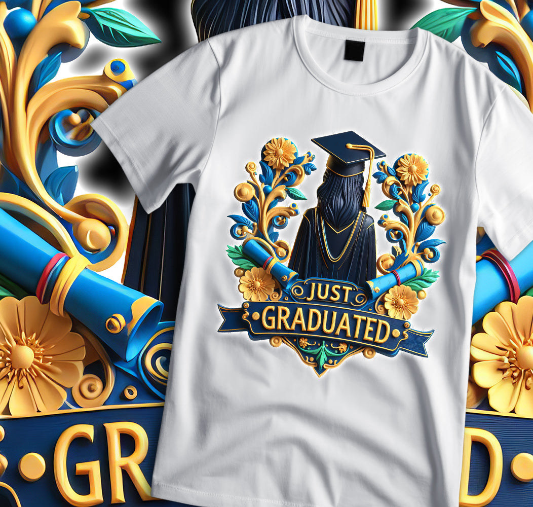 Women's "Just Graduated" Shirt and Tumbler PNG Bundle