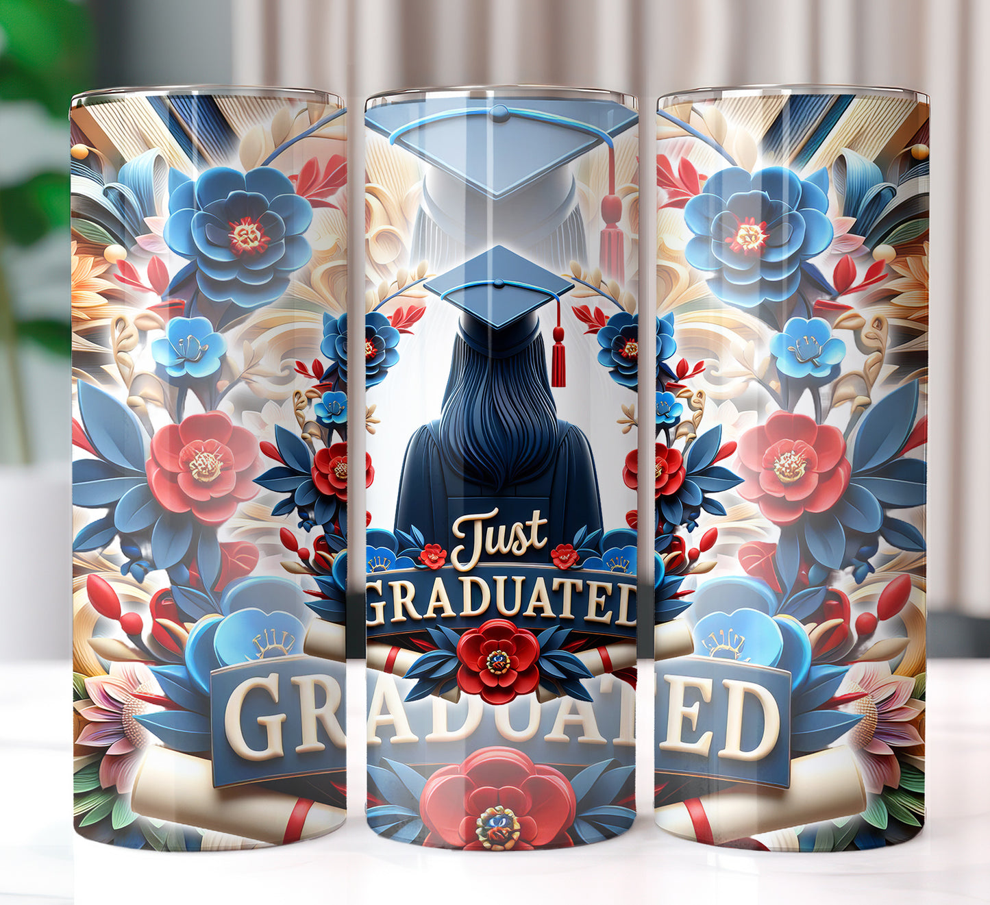 Women's "Just Graduated" Shirt and Tumbler PNG Bundle