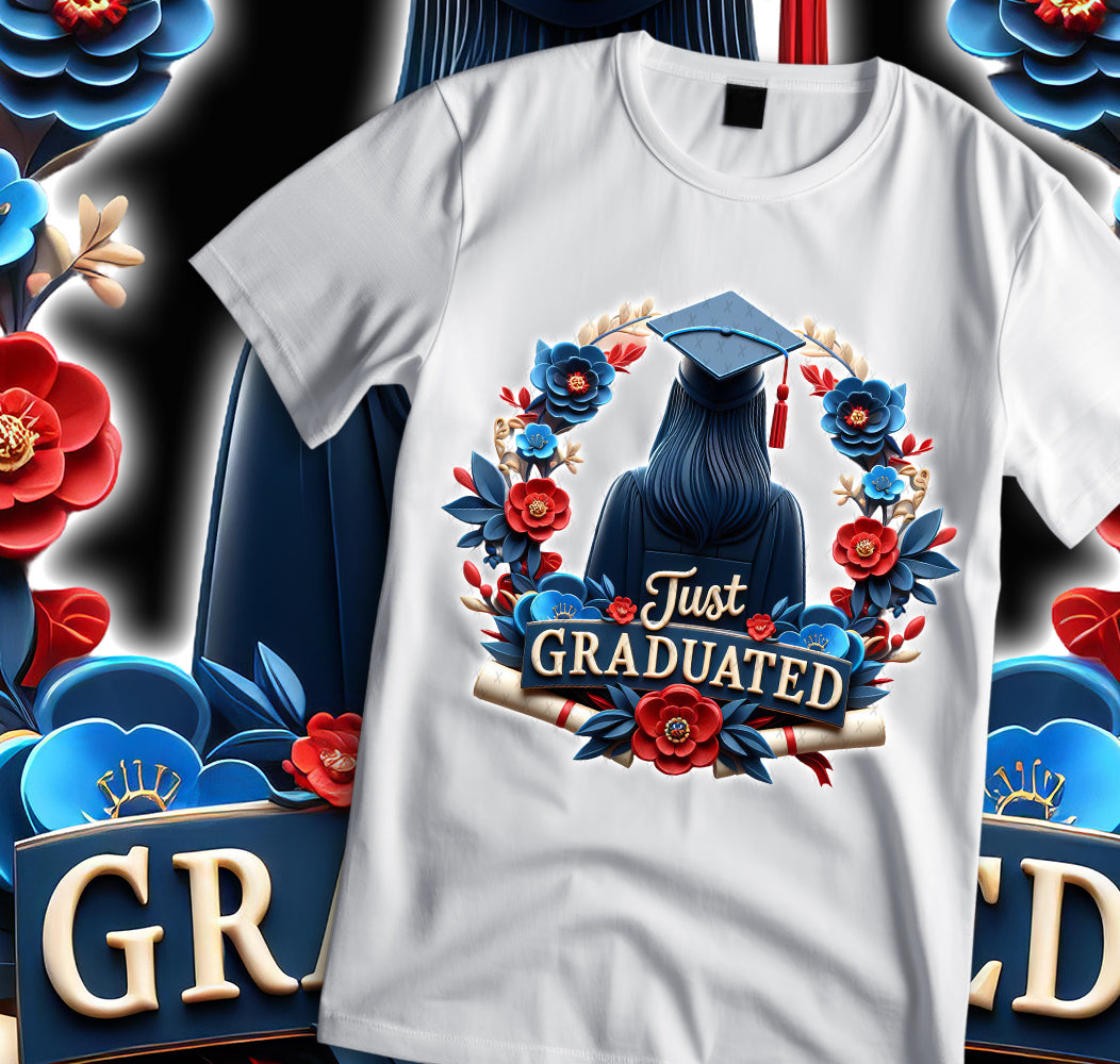 Women's "Just Graduated" Shirt and Tumbler PNG Bundle