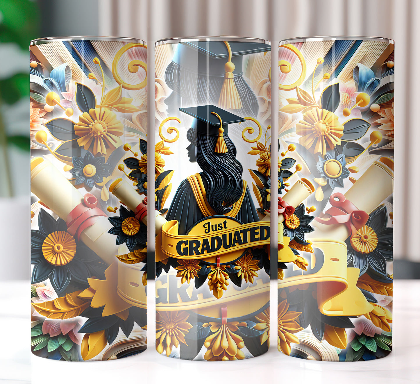 Women's "Just Graduated" Shirt and Tumbler PNG Bundle