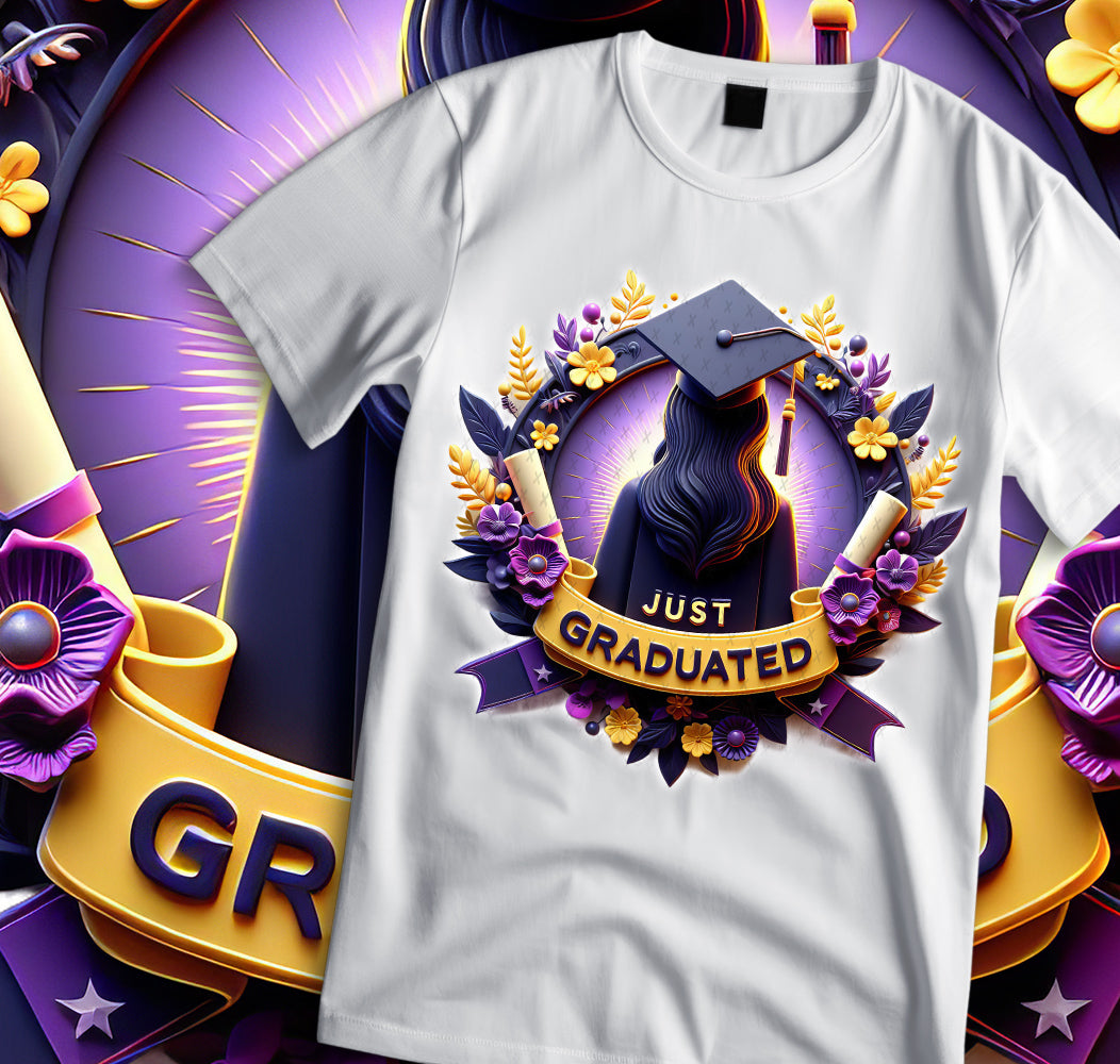 Women's "Just Graduated" Shirt and Tumbler PNG Bundle