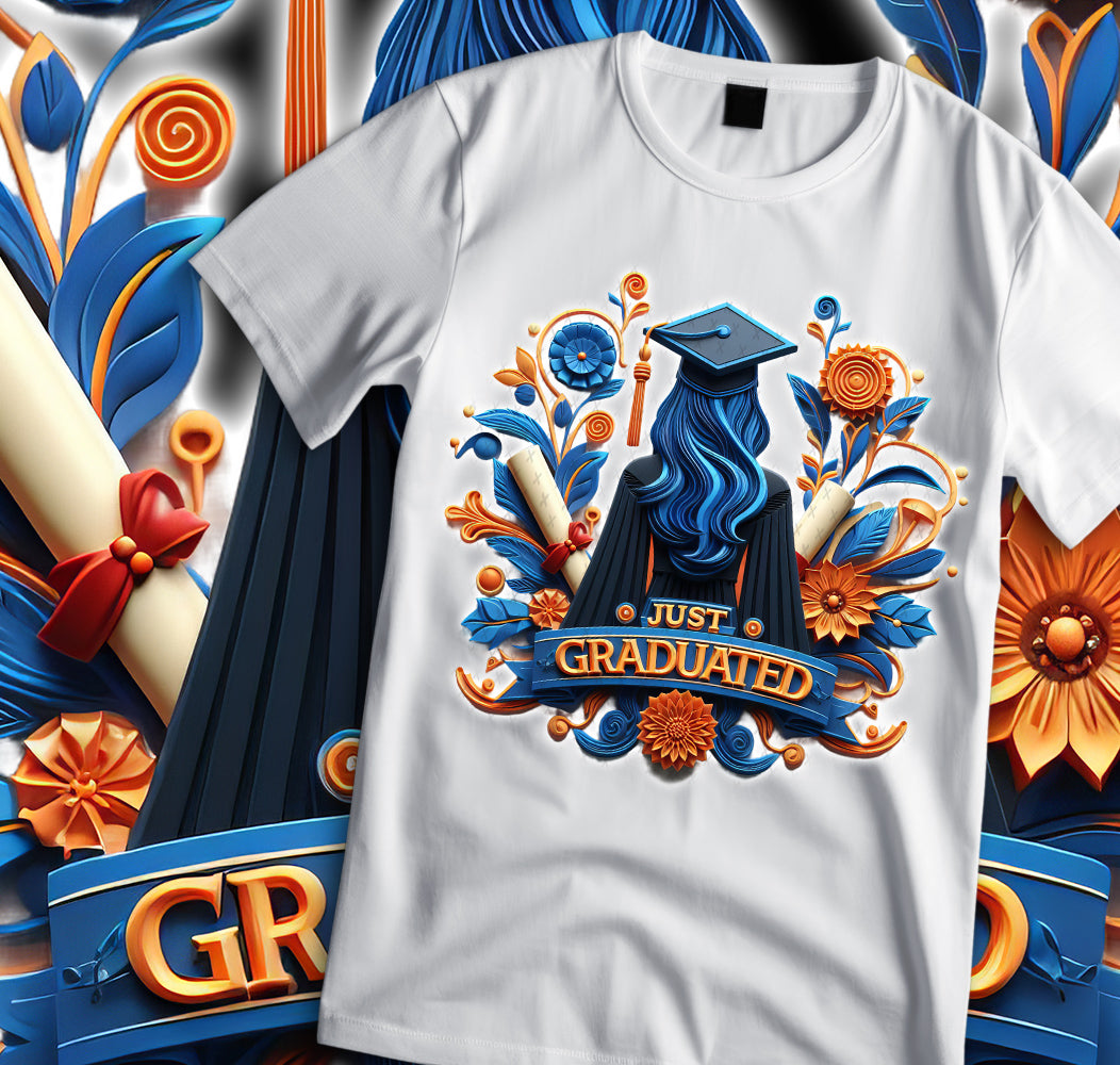 Women's "Just Graduated" Shirt and Tumbler PNG Bundle