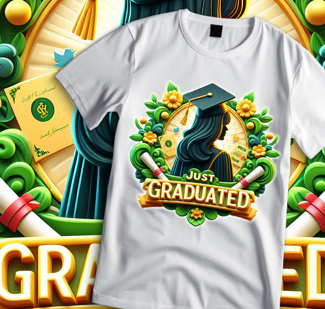 Women's "Just Graduated" Shirt and Tumbler PNG Bundle