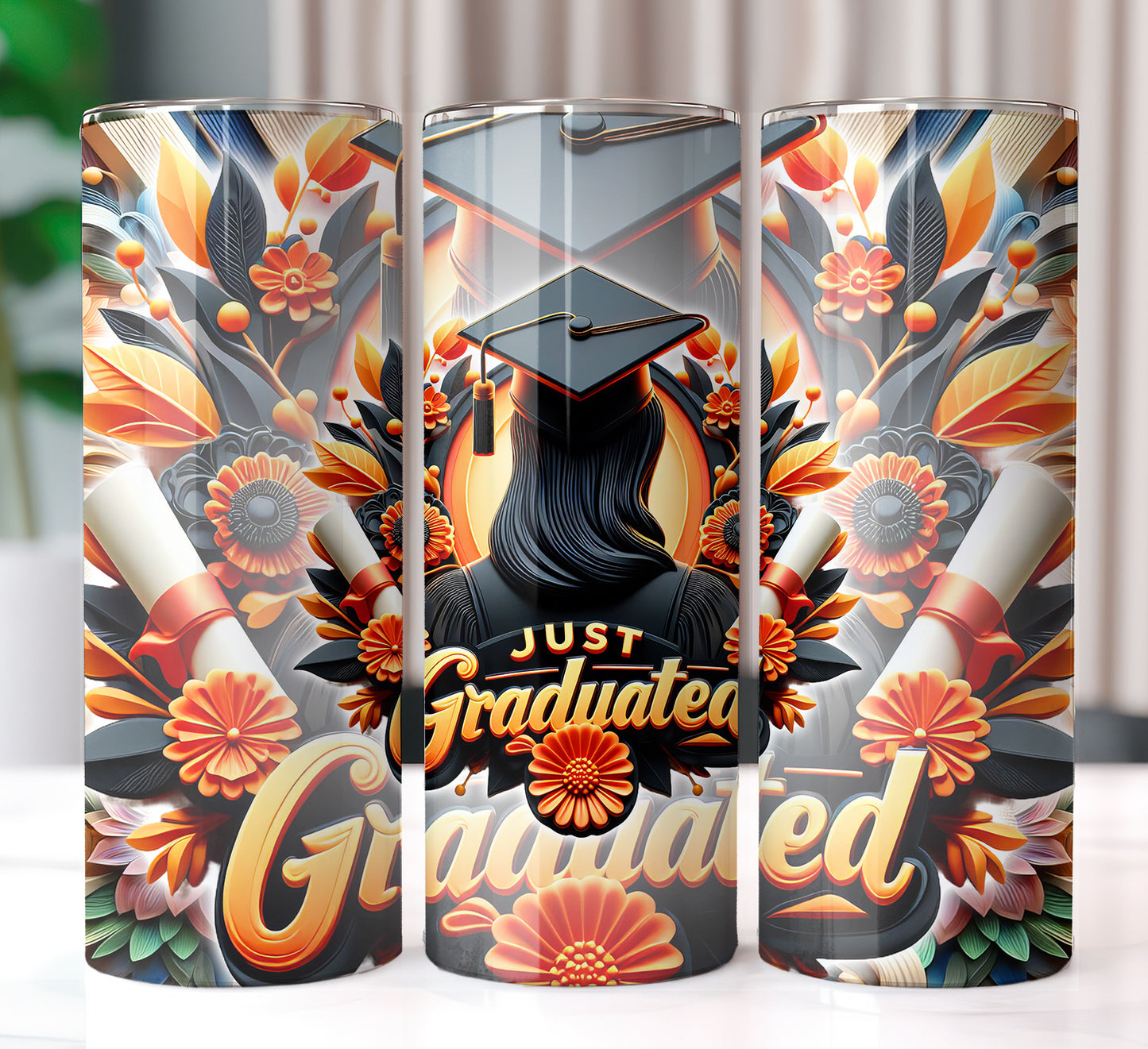 Women's "Just Graduated" Shirt and Tumbler PNG Bundle