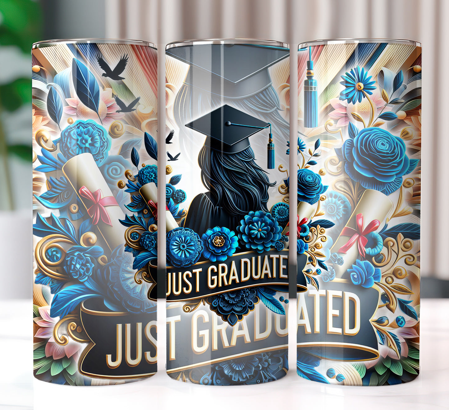 Women's "Just Graduated" Shirt and Tumbler PNG Bundle