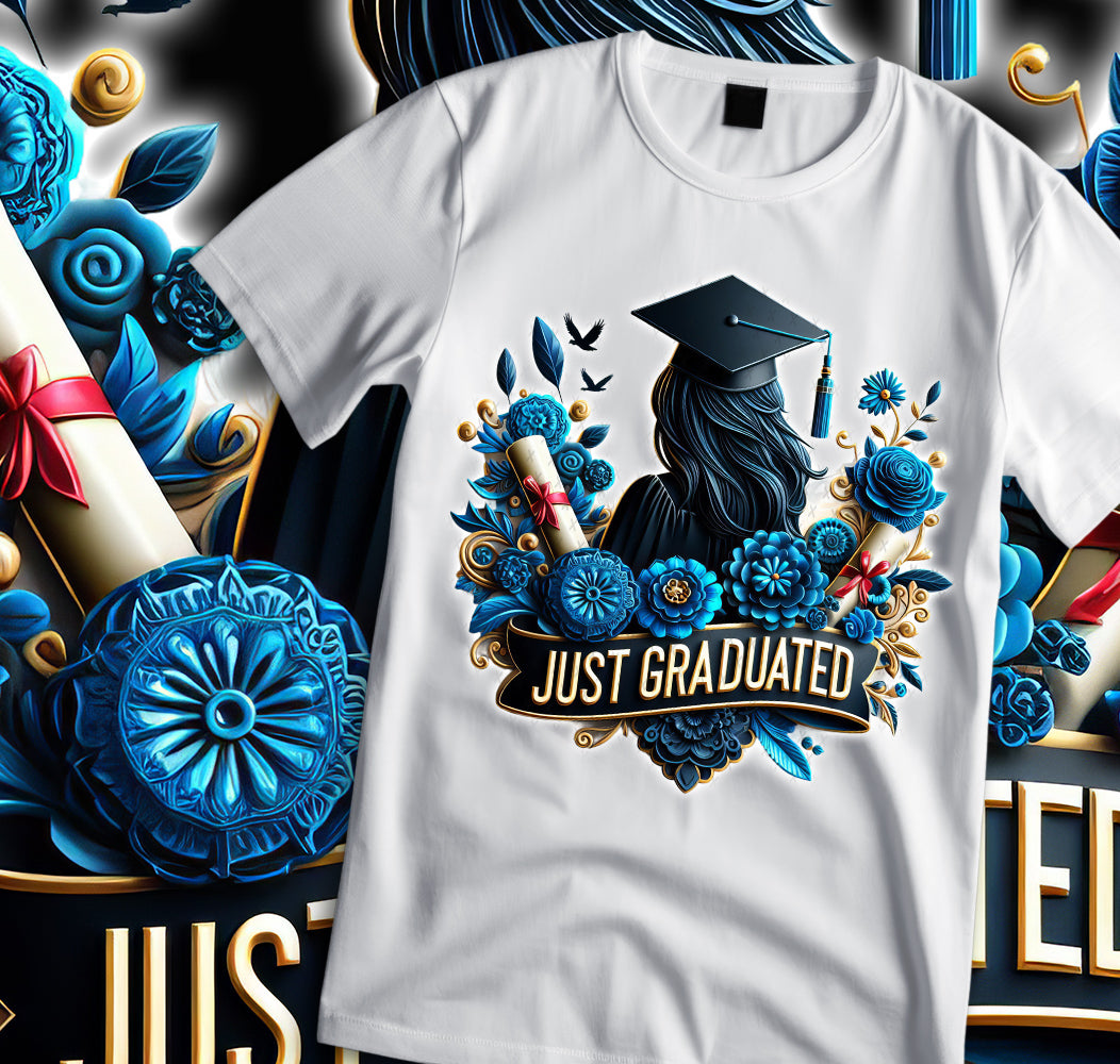 Women's "Just Graduated" Shirt and Tumbler PNG Bundle