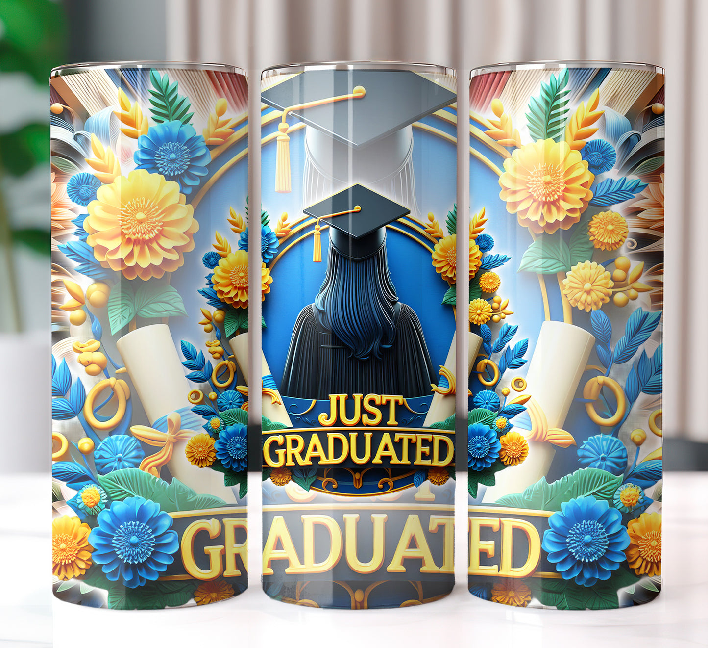 Women's "Just Graduated" Shirt and Tumbler PNG Bundle