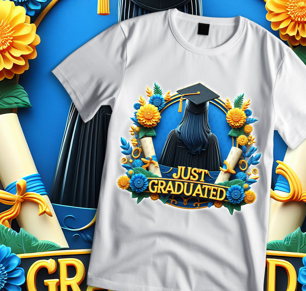 Women's "Just Graduated" Shirt and Tumbler PNG Bundle