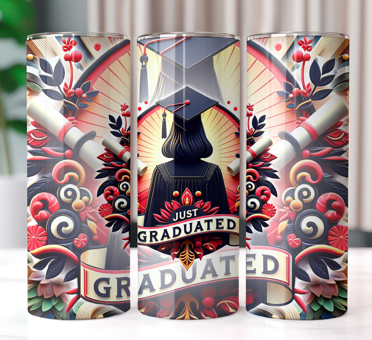 Women's "Just Graduated" Shirt and Tumbler PNG Bundle