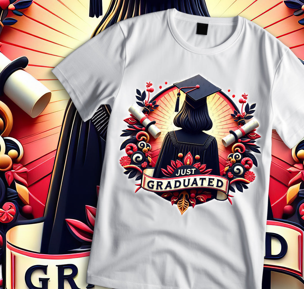 Women's "Just Graduated" Shirt and Tumbler PNG Bundle