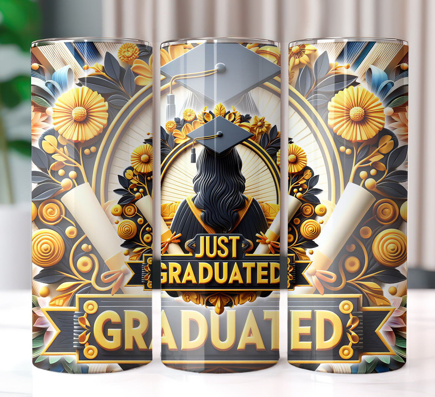 Women's "Just Graduated" Shirt and Tumbler PNG Bundle