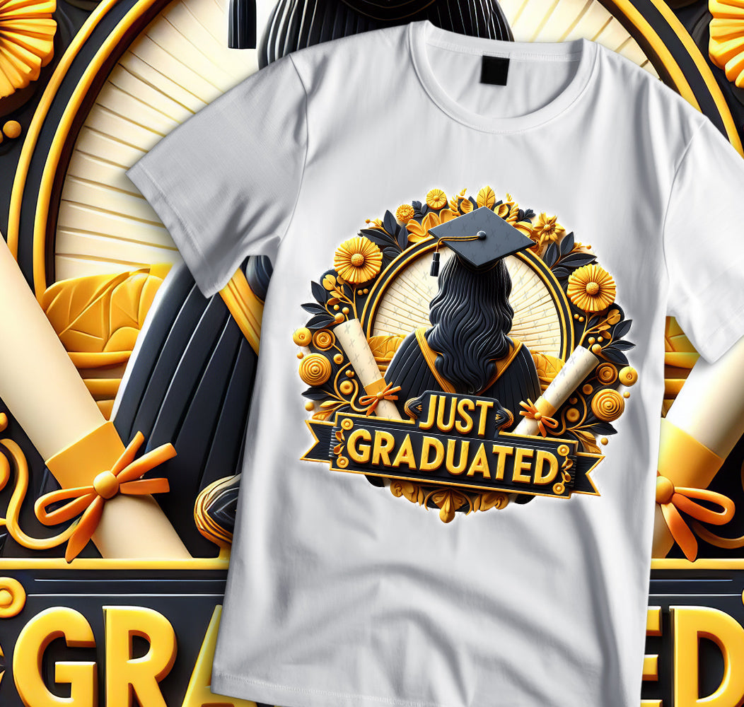 Women's "Just Graduated" Shirt and Tumbler PNG Bundle