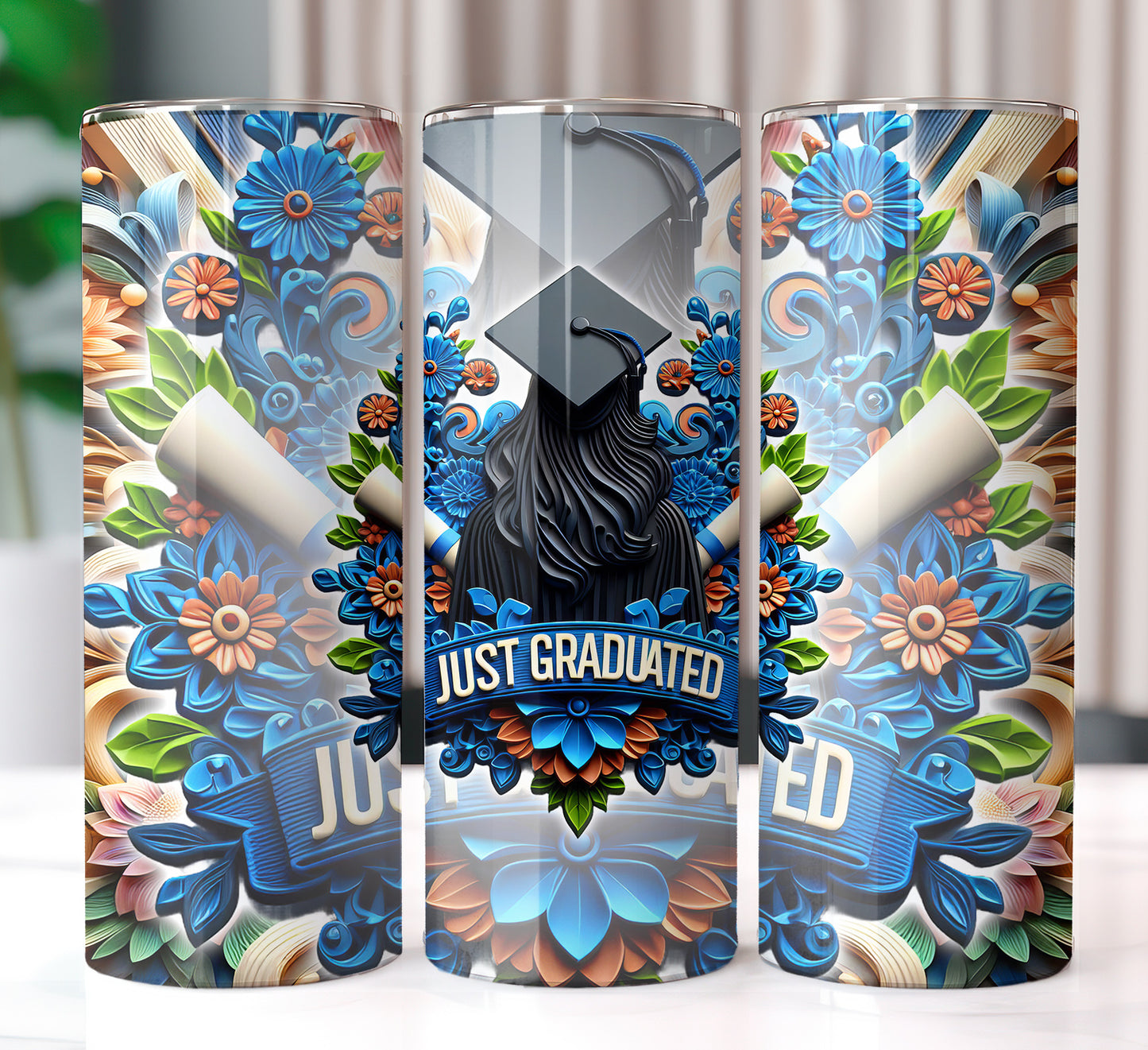 Women's "Just Graduated" Shirt and Tumbler PNG Bundle