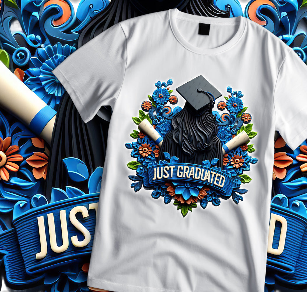 Women's "Just Graduated" Shirt and Tumbler PNG Bundle