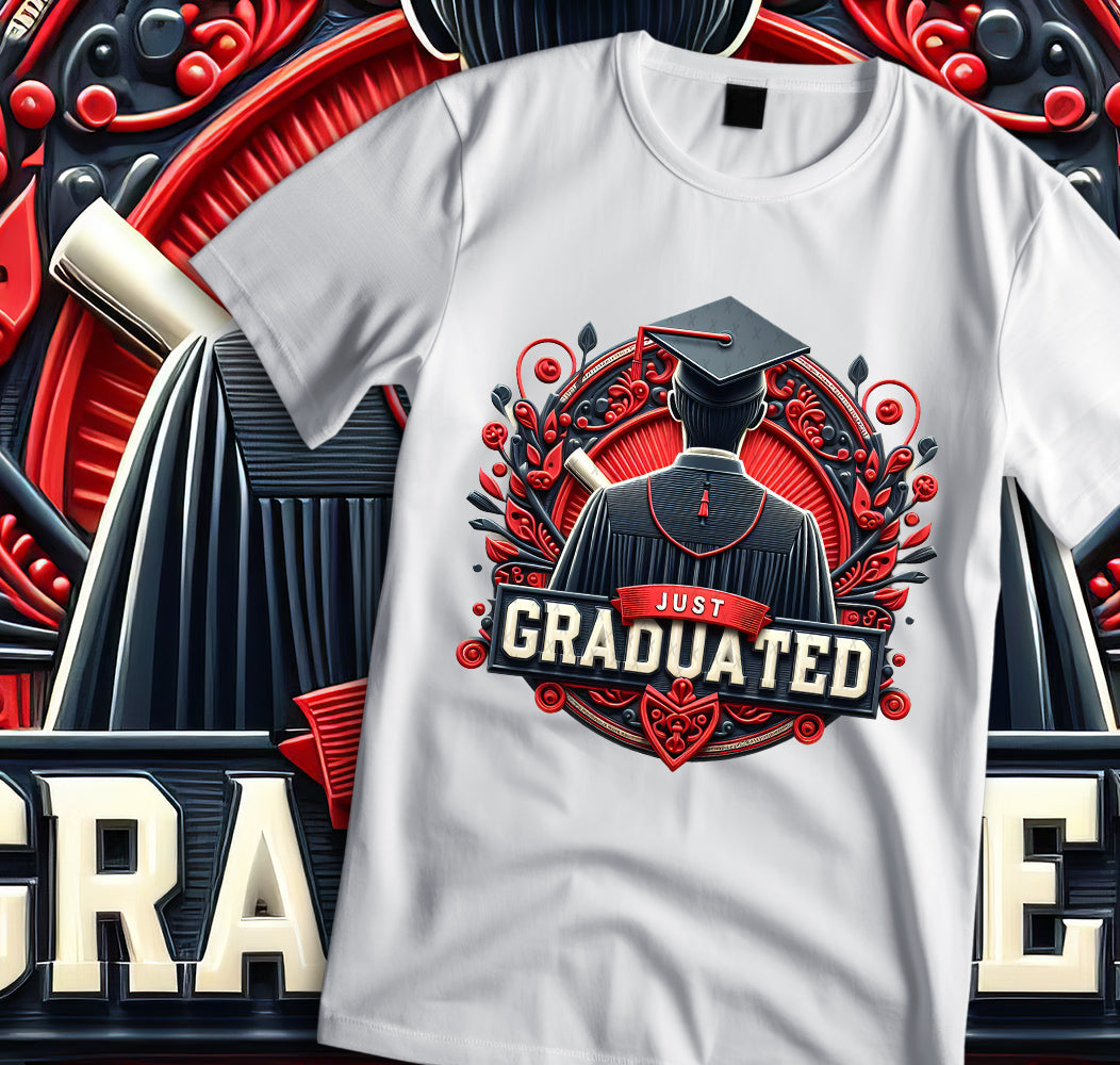 Men's "Just Graduated" Shirt and Tumbler PNG Bundle