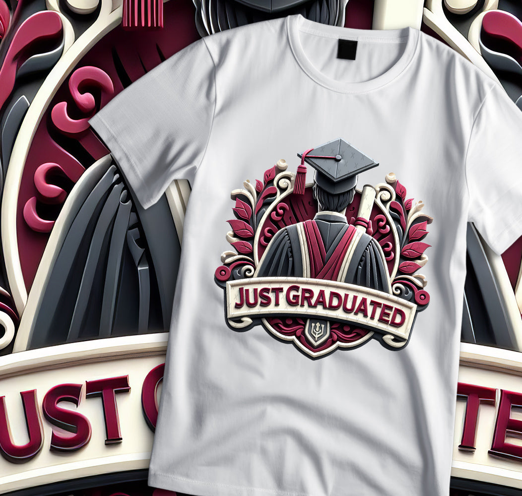 Men's "Just Graduated" Shirt and Tumbler PNG Bundle