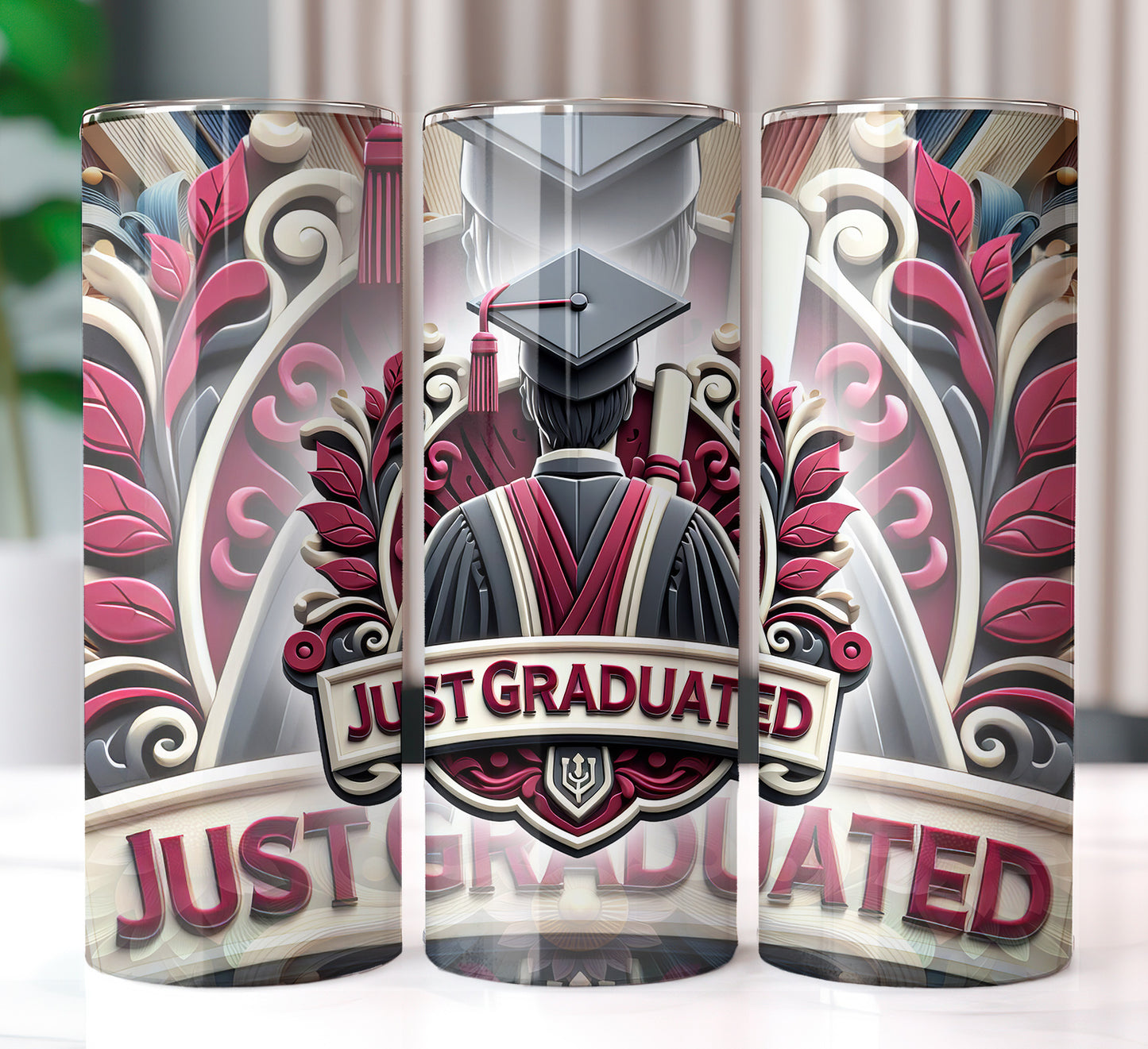 Men's "Just Graduated" Shirt and Tumbler PNG Bundle