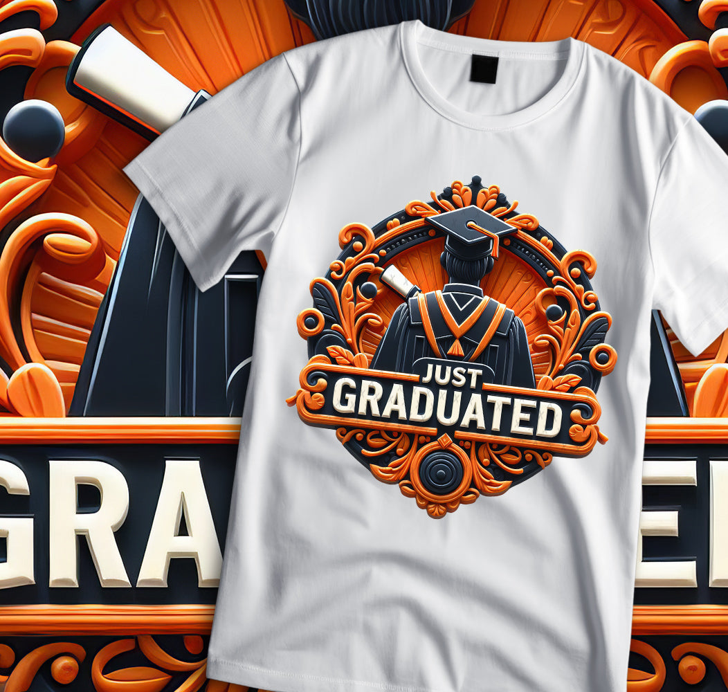 Men's "Just Graduated" Shirt and Tumbler PNG Bundle