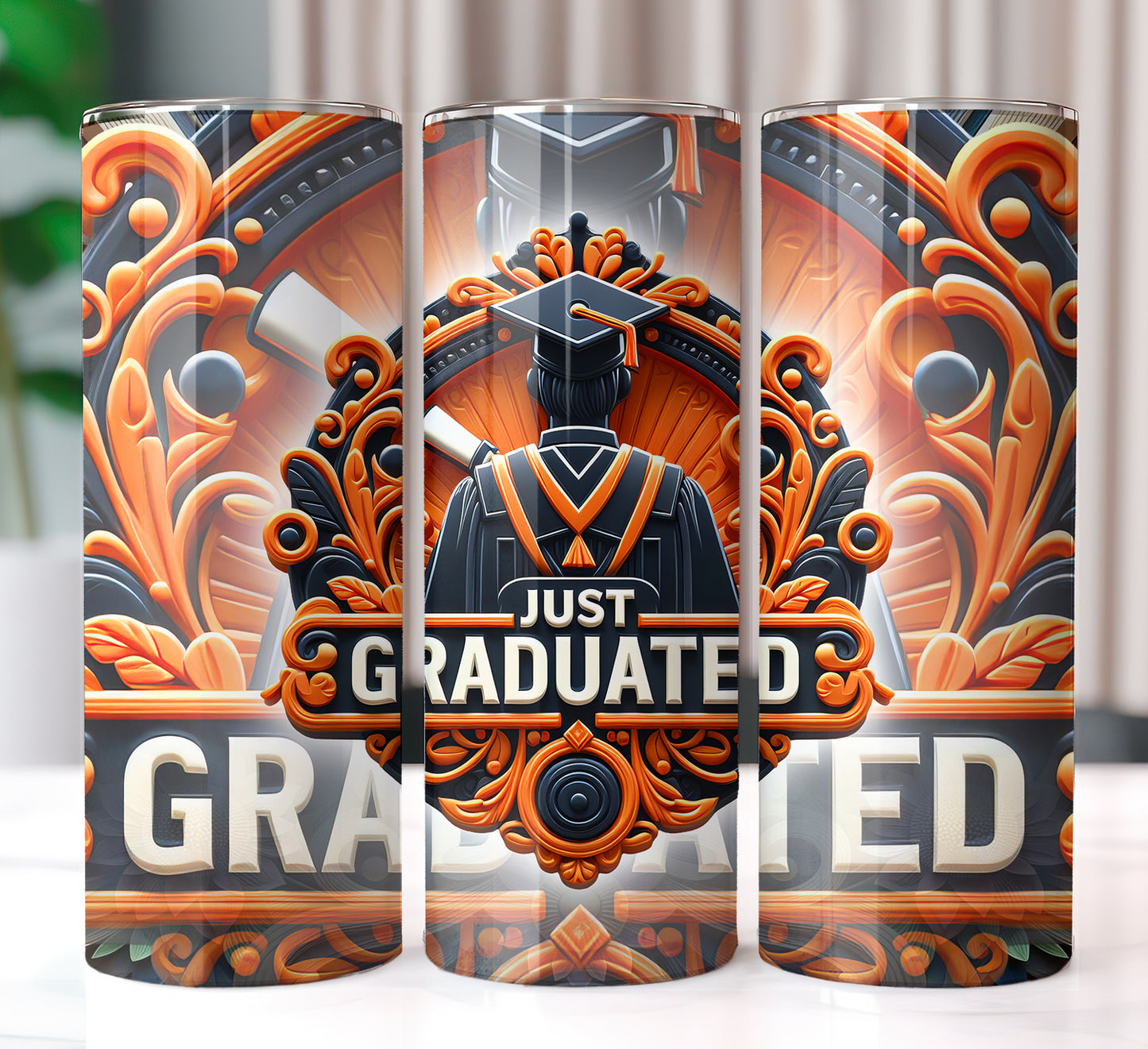 Men's "Just Graduated" Shirt and Tumbler PNG Bundle