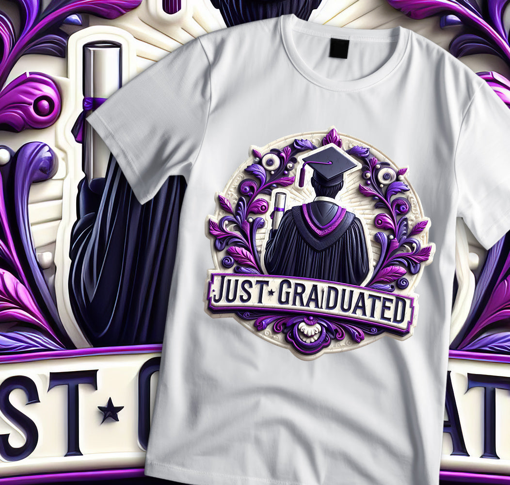 Men's "Just Graduated" Shirt and Tumbler PNG Bundle