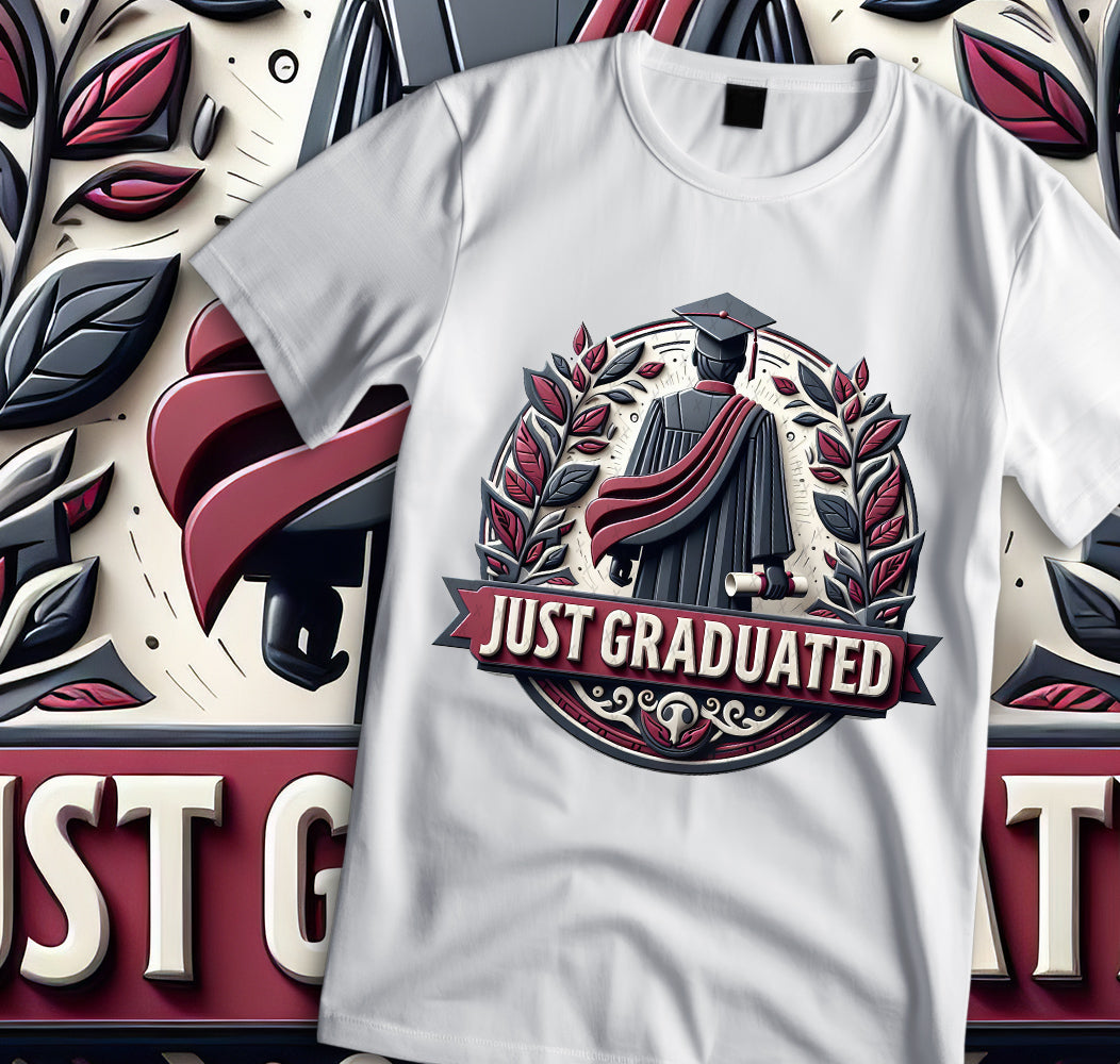 Men's "Just Graduated" Shirt and Tumbler PNG Bundle