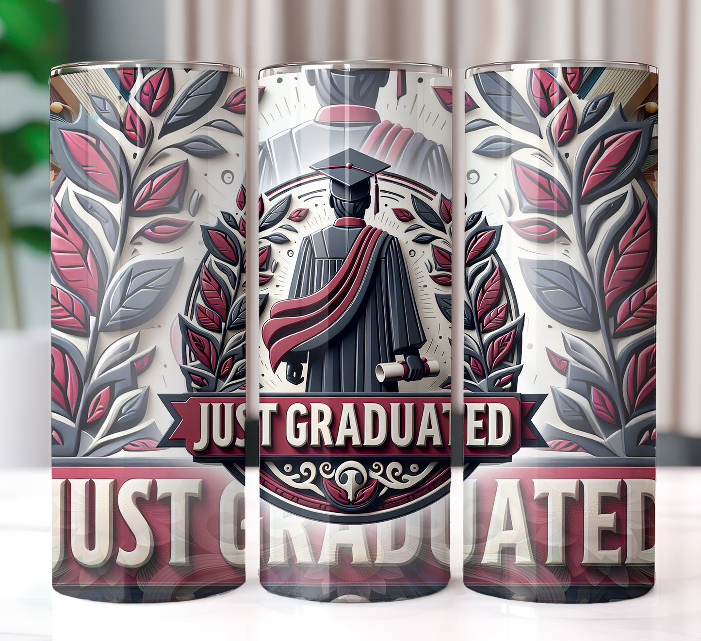 Men's "Just Graduated" Shirt and Tumbler PNG Bundle