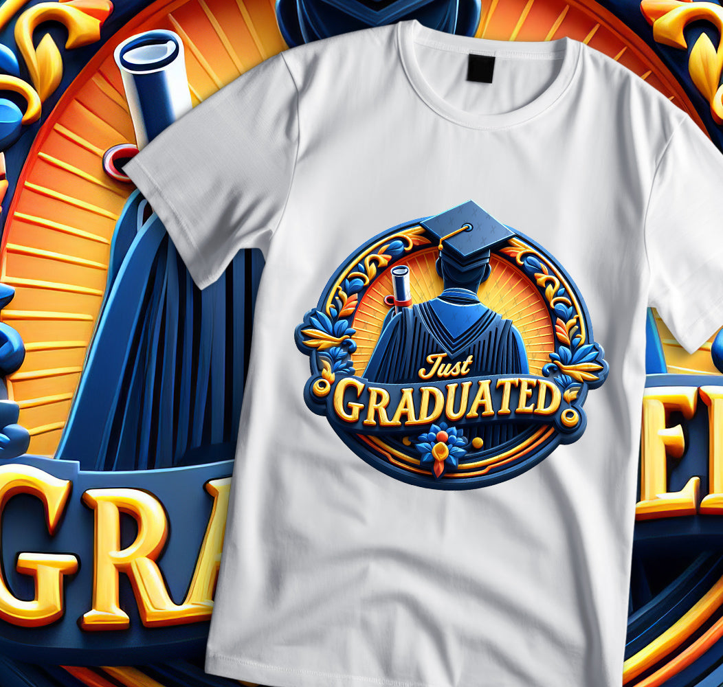 Men's "Just Graduated" Shirt and Tumbler PNG Bundle