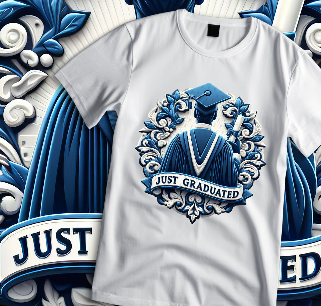 Men's "Just Graduated" Shirt and Tumbler PNG Bundle