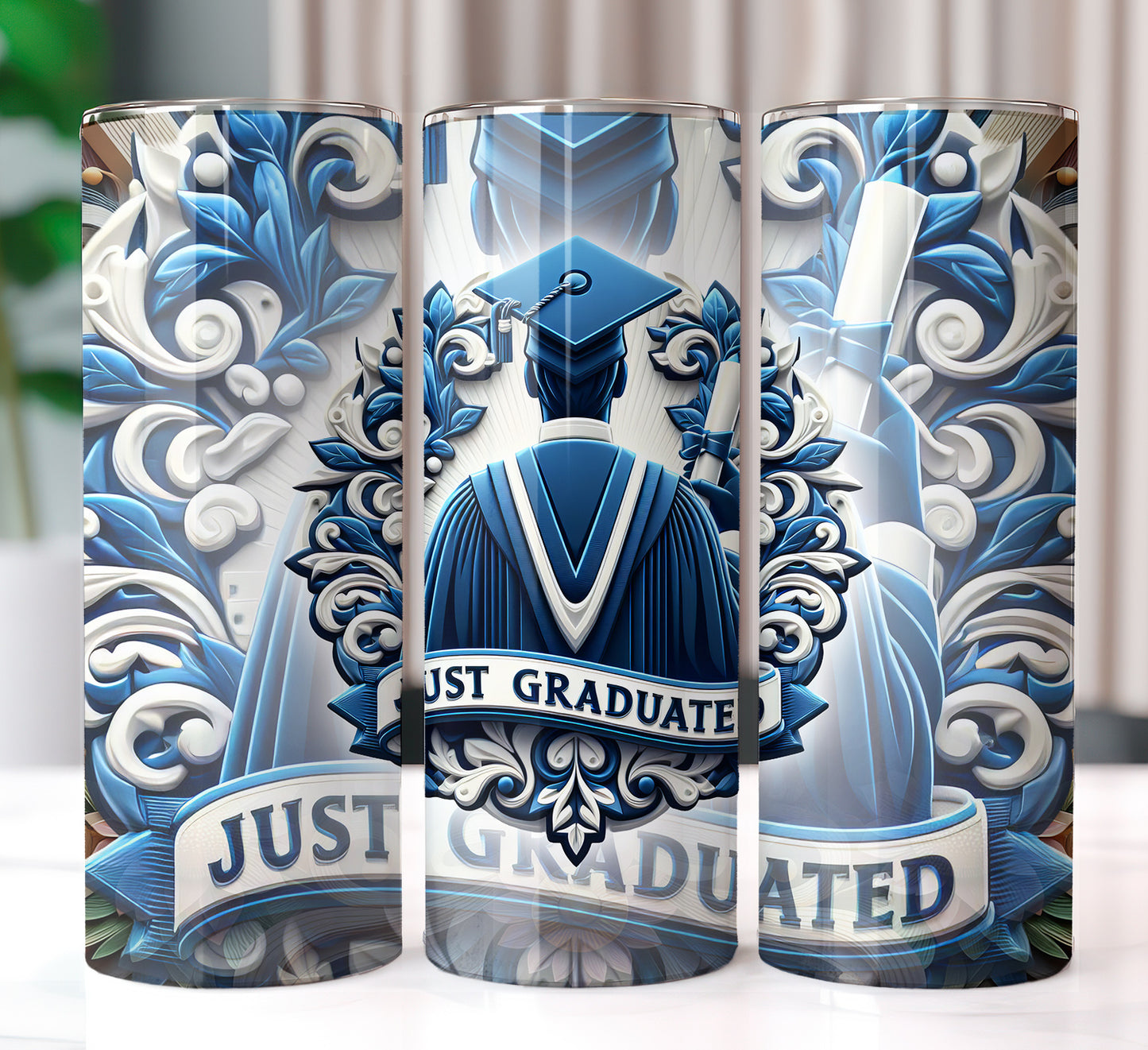 Men's "Just Graduated" Shirt and Tumbler PNG Bundle