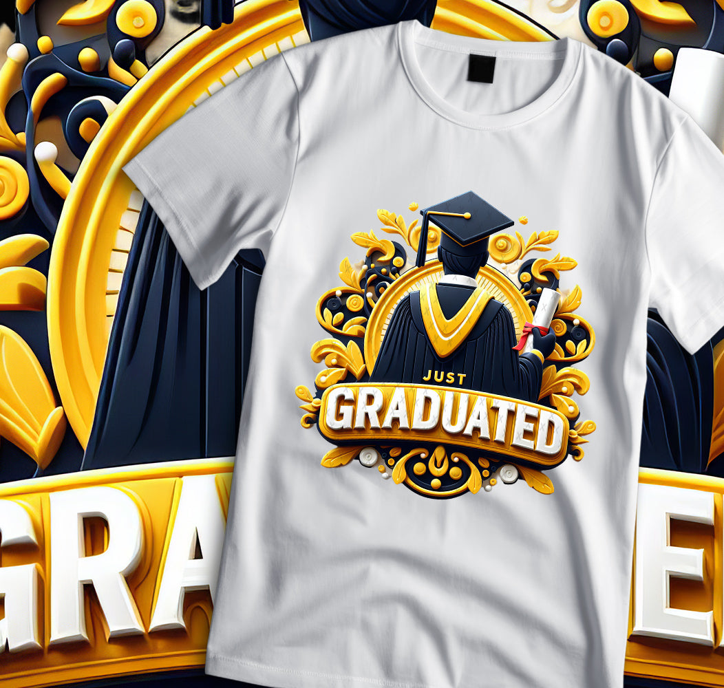 Men's "Just Graduated" Shirt and Tumbler PNG Bundle