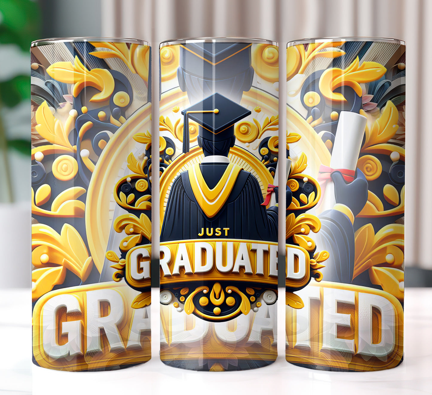 Men's "Just Graduated" Shirt and Tumbler PNG Bundle