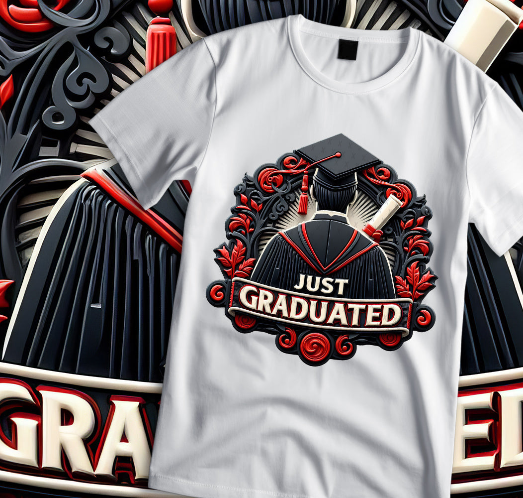 Men's "Just Graduated" Shirt and Tumbler PNG Bundle