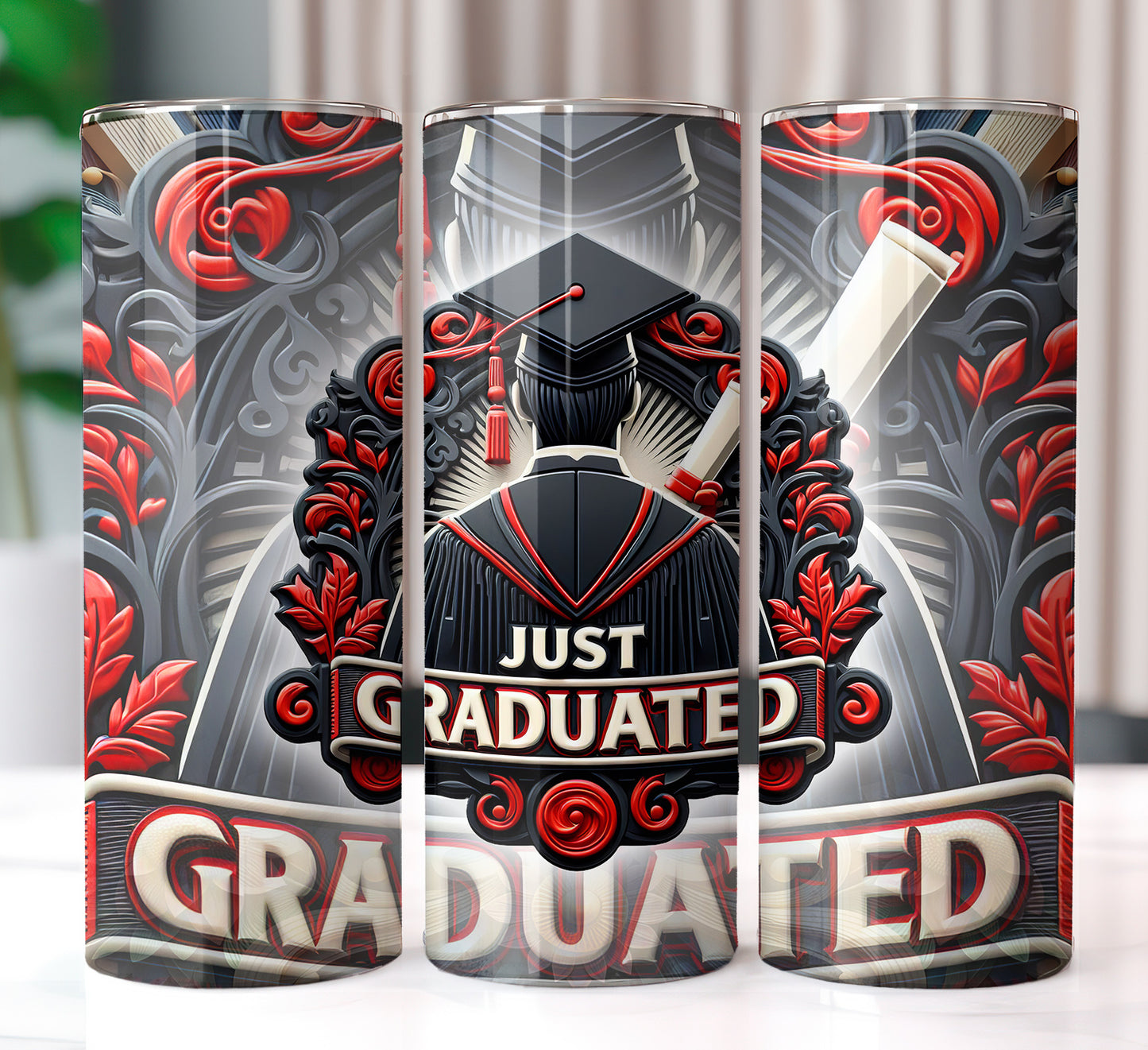 Men's "Just Graduated" Shirt and Tumbler PNG Bundle