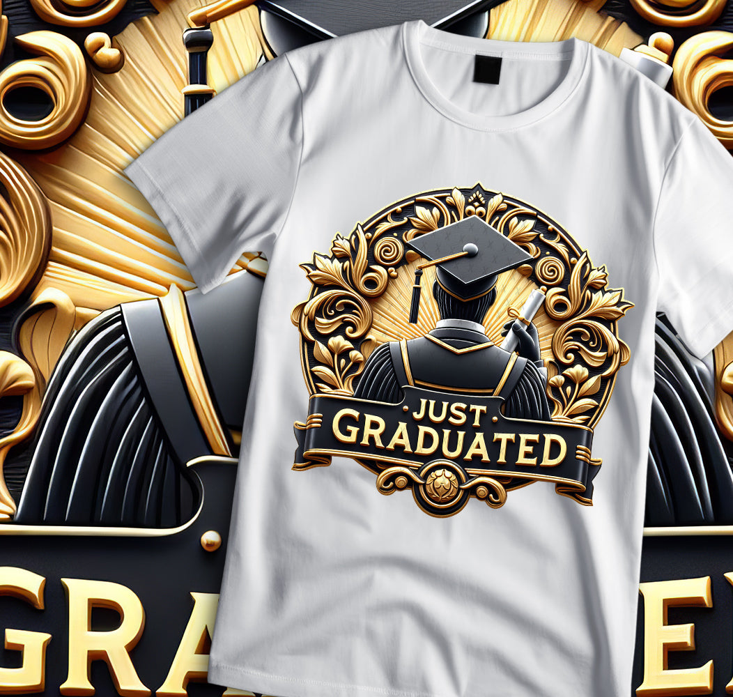 Men's "Just Graduated" Shirt and Tumbler PNG Bundle