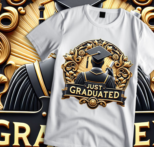 Men's "Just Graduated" Shirt and Tumbler PNG Bundle