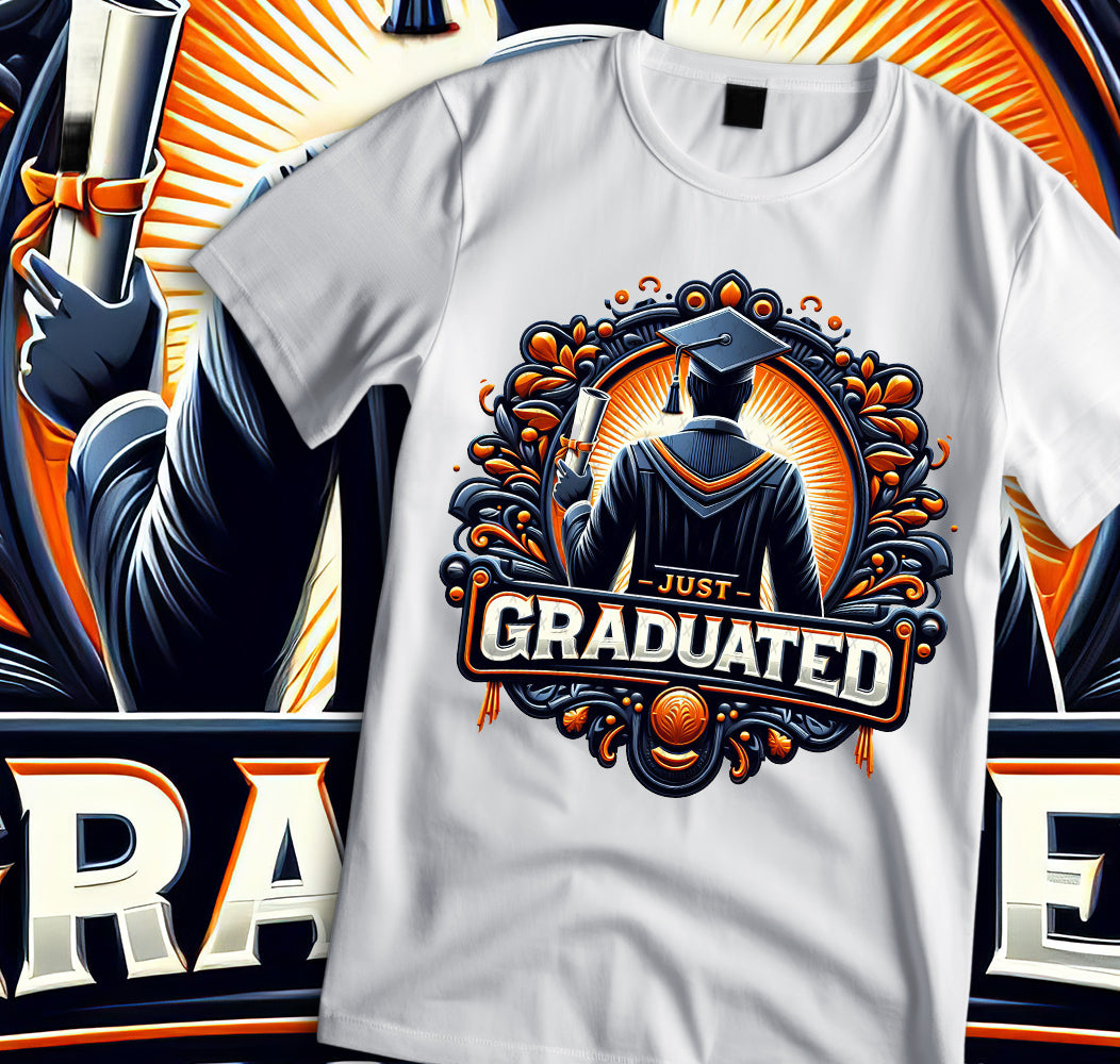 Men's "Just Graduated" Shirt and Tumbler PNG Bundle