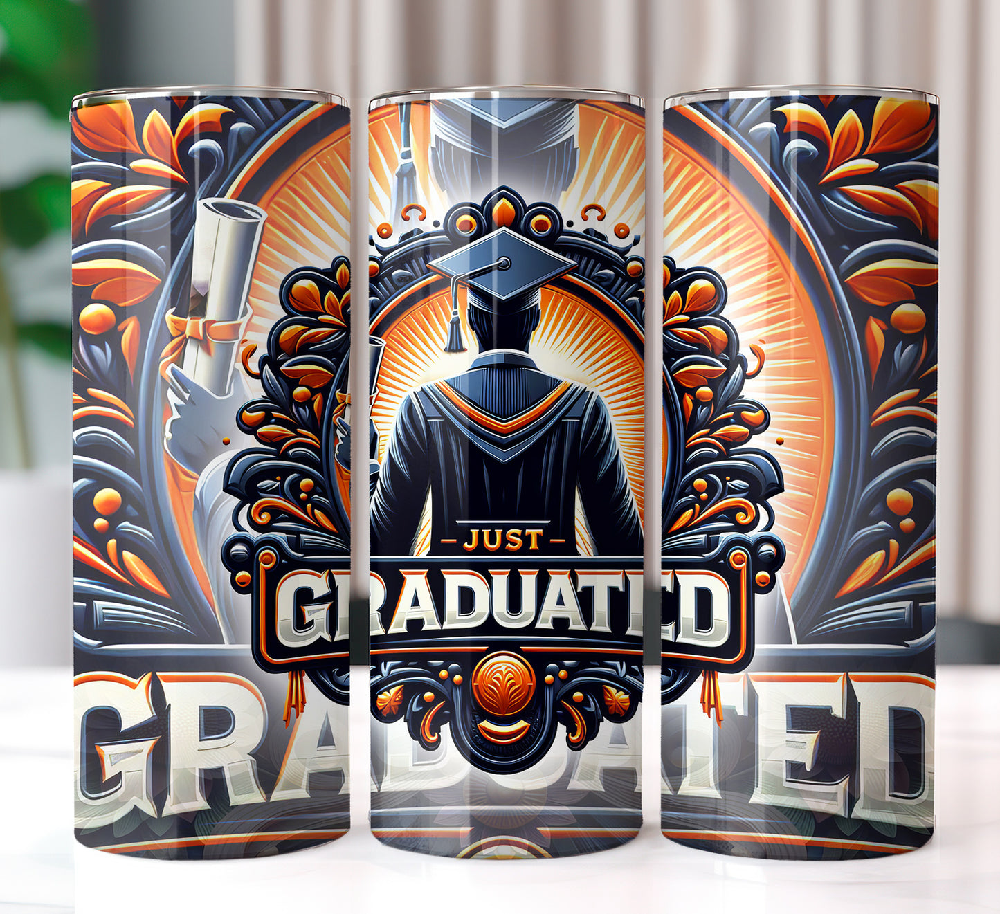 Men's "Just Graduated" Shirt and Tumbler PNG Bundle