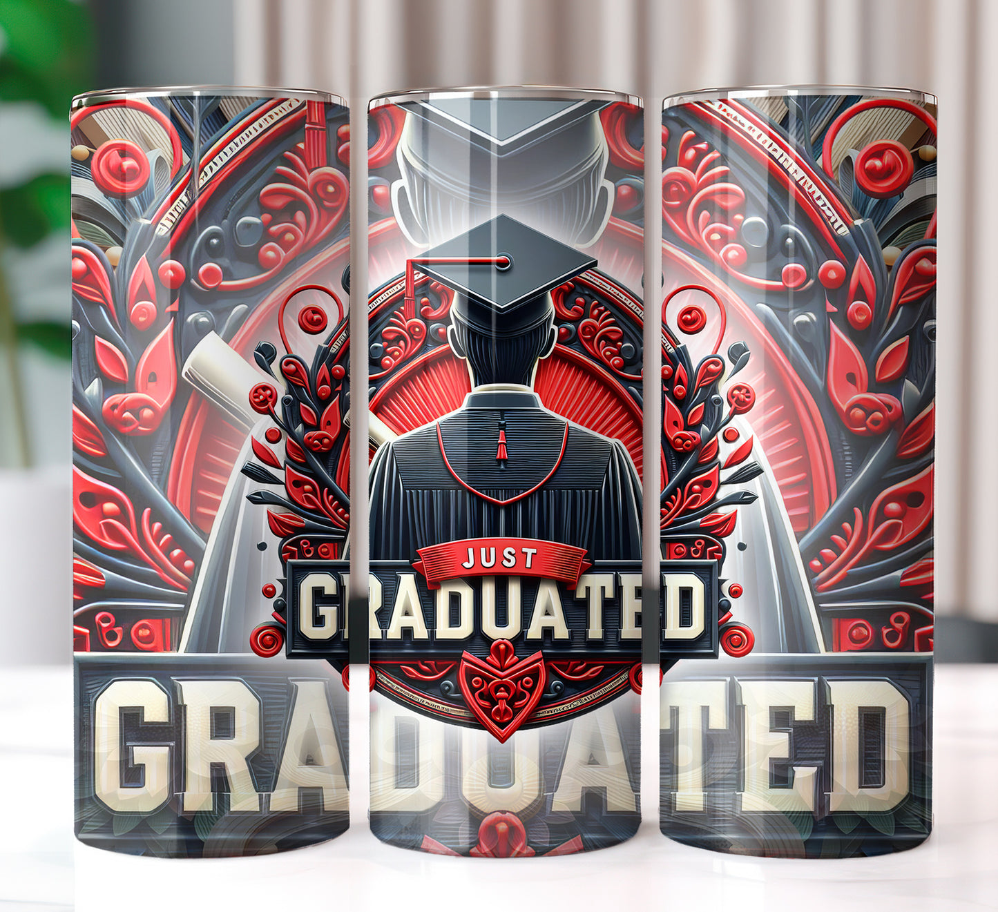 Men's "Just Graduated" Shirt and Tumbler PNG Bundle