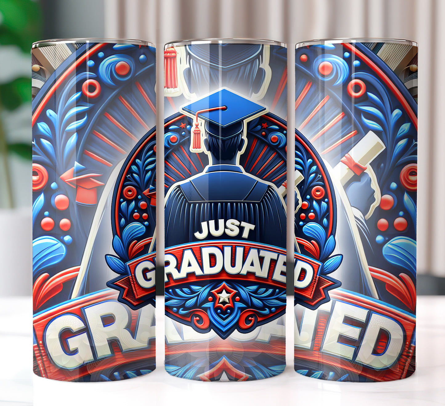 Men's "Just Graduated" Shirt and Tumbler PNG Bundle