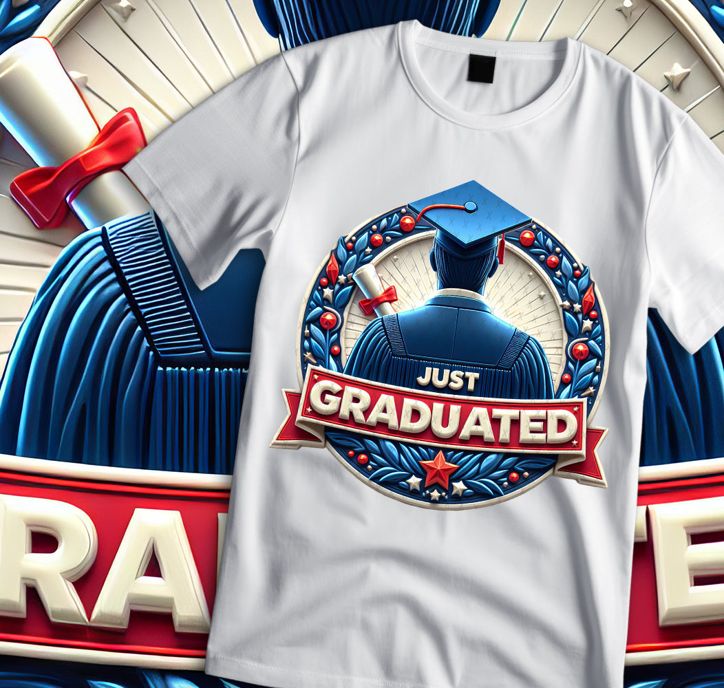 Men's "Just Graduated" Shirt and Tumbler PNG Bundle