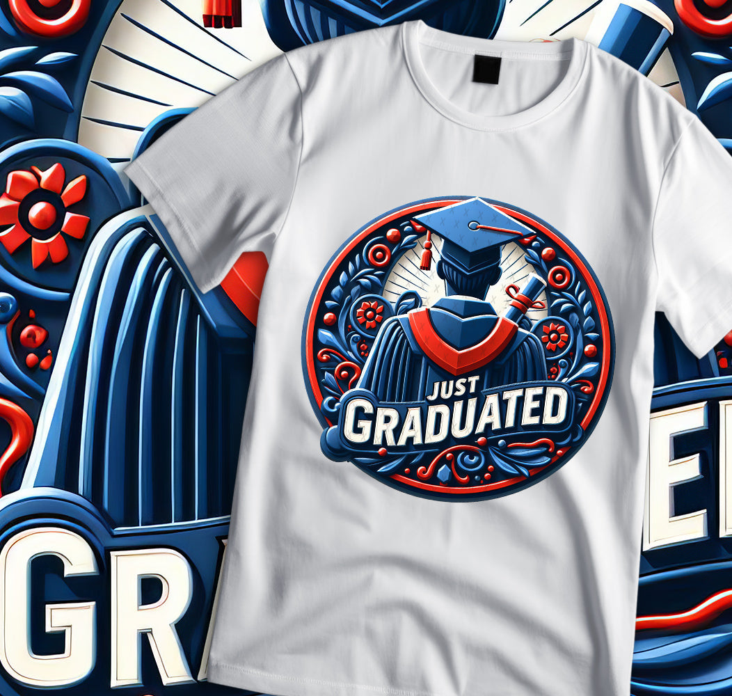 Men's "Just Graduated" Shirt and Tumbler PNG Bundle