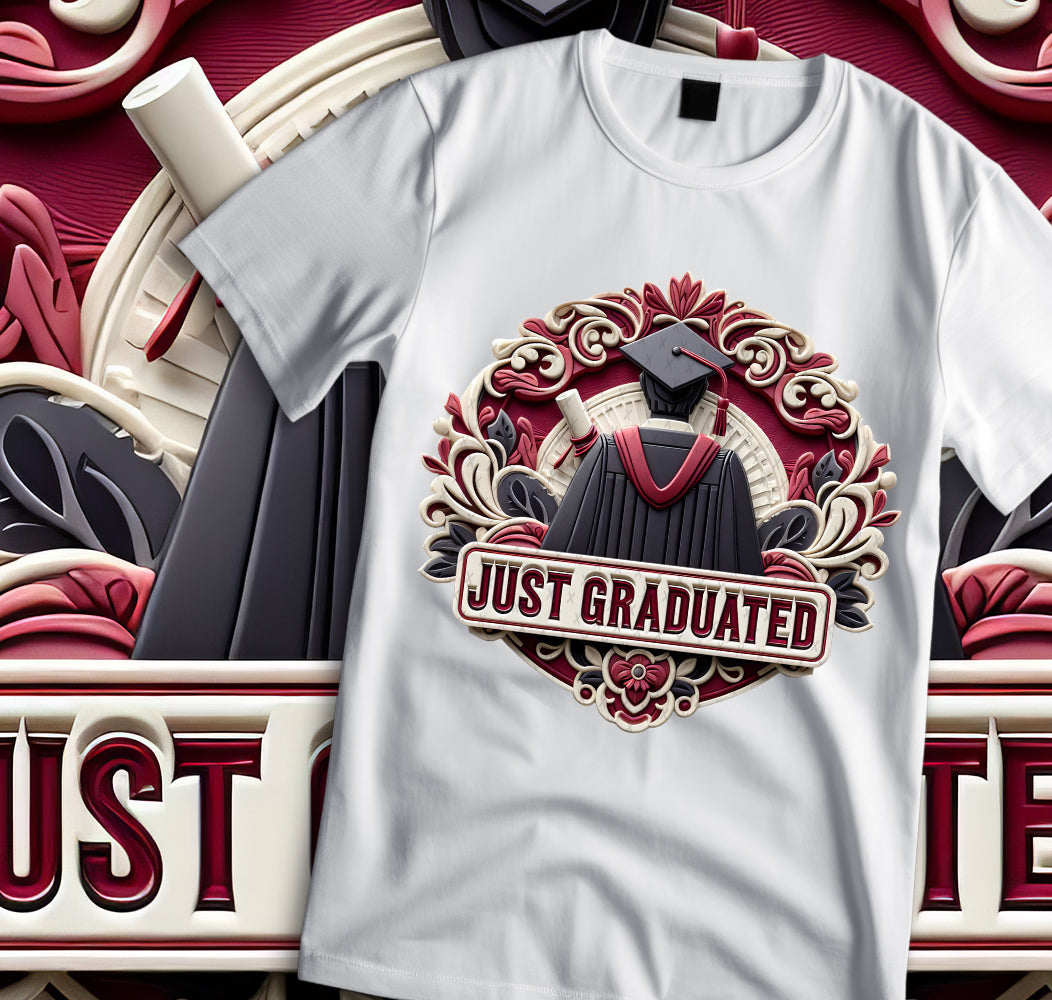 Men's "Just Graduated" Shirt and Tumbler PNG Bundle