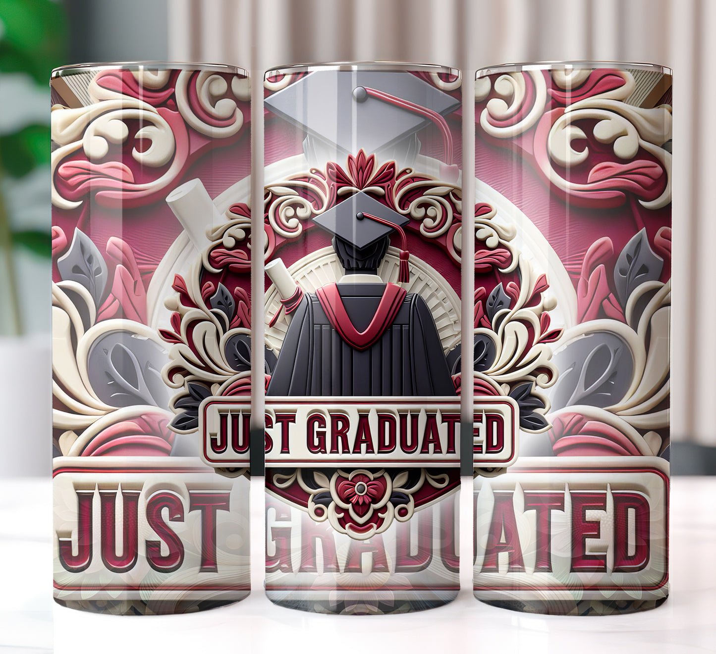 Men's "Just Graduated" Shirt and Tumbler PNG Bundle