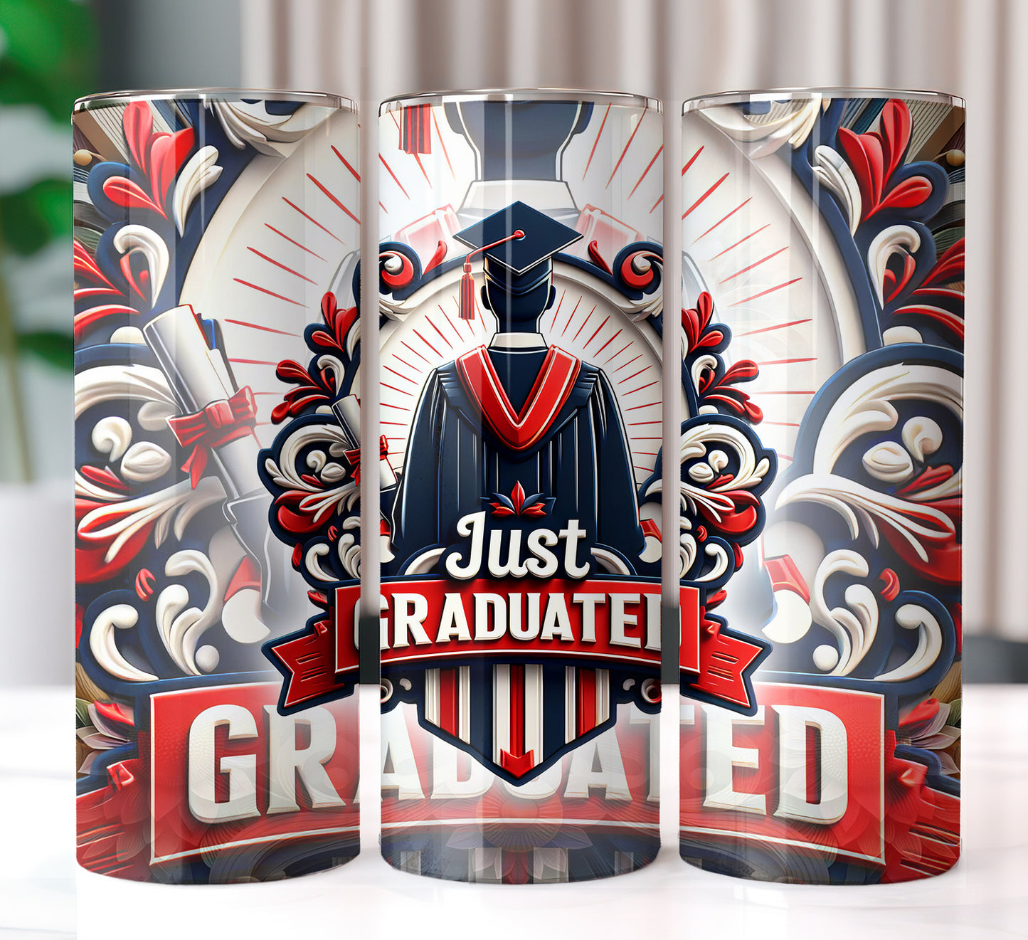 Men's "Just Graduated" Shirt and Tumbler PNG Bundle