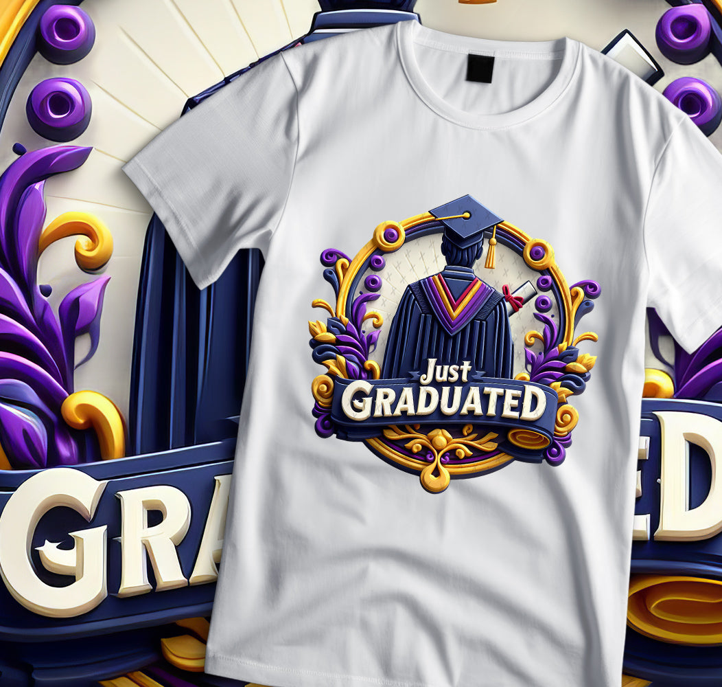 Men's "Just Graduated" Shirt and Tumbler PNG Bundle