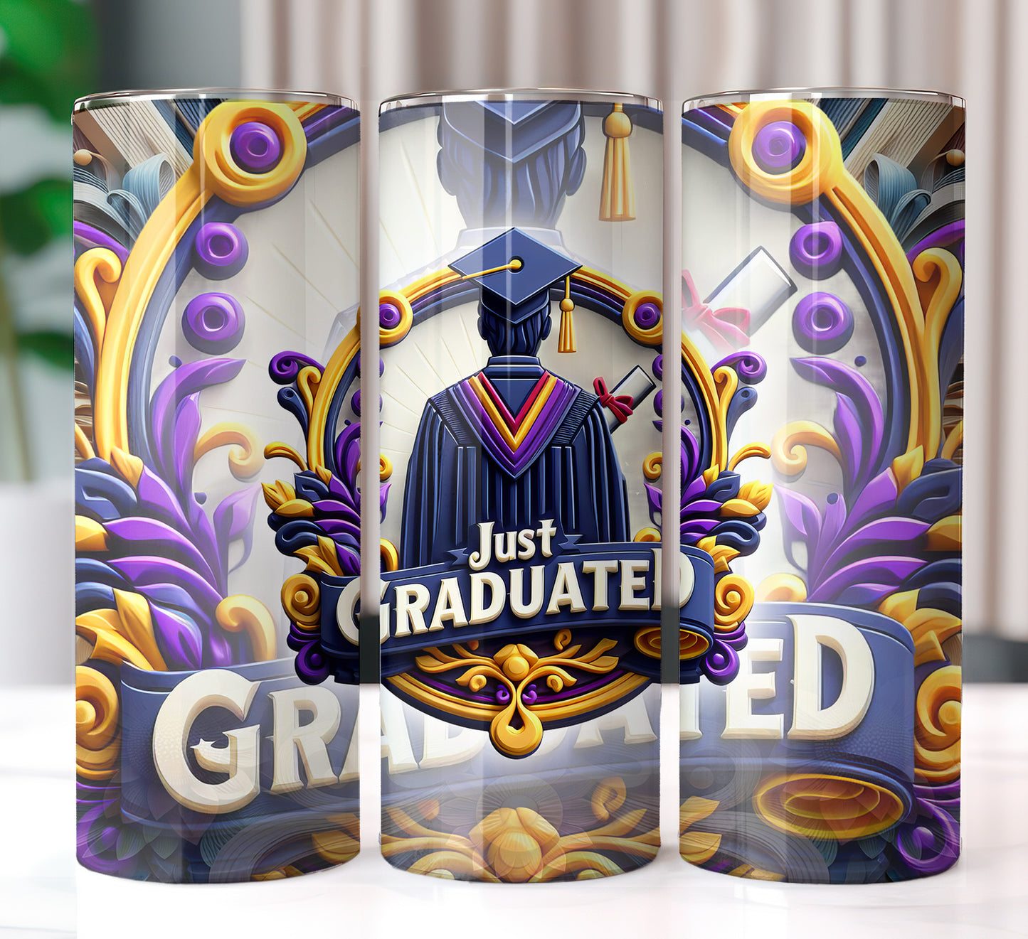 Men's "Just Graduated" Shirt and Tumbler PNG Bundle