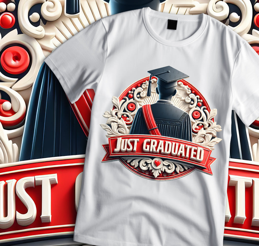 Men's "Just Graduated" Shirt and Tumbler PNG Bundle