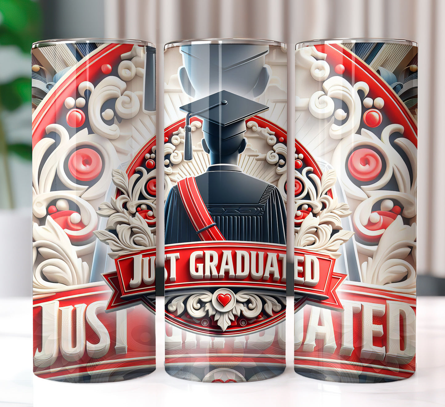 Men's "Just Graduated" Shirt and Tumbler PNG Bundle