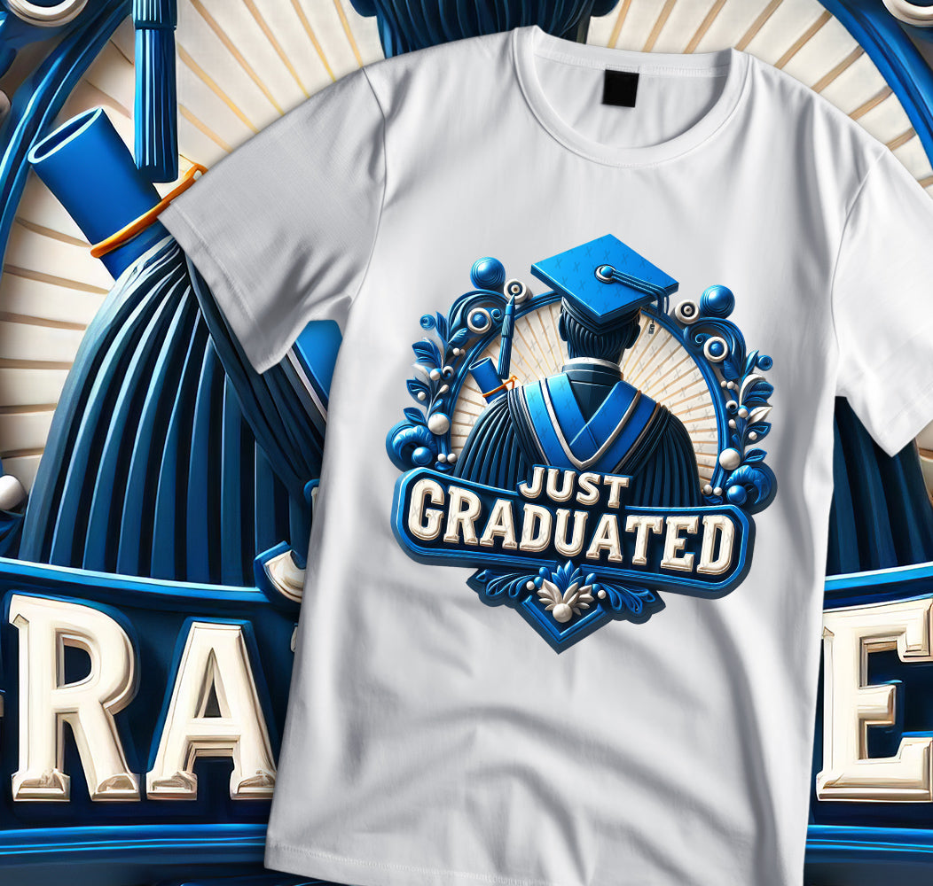 Men's "Just Graduated" Shirt and Tumbler PNG Bundle