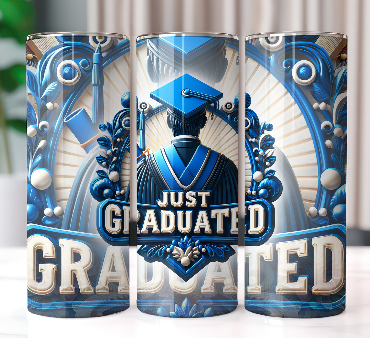 Men's "Just Graduated" Shirt and Tumbler PNG Bundle